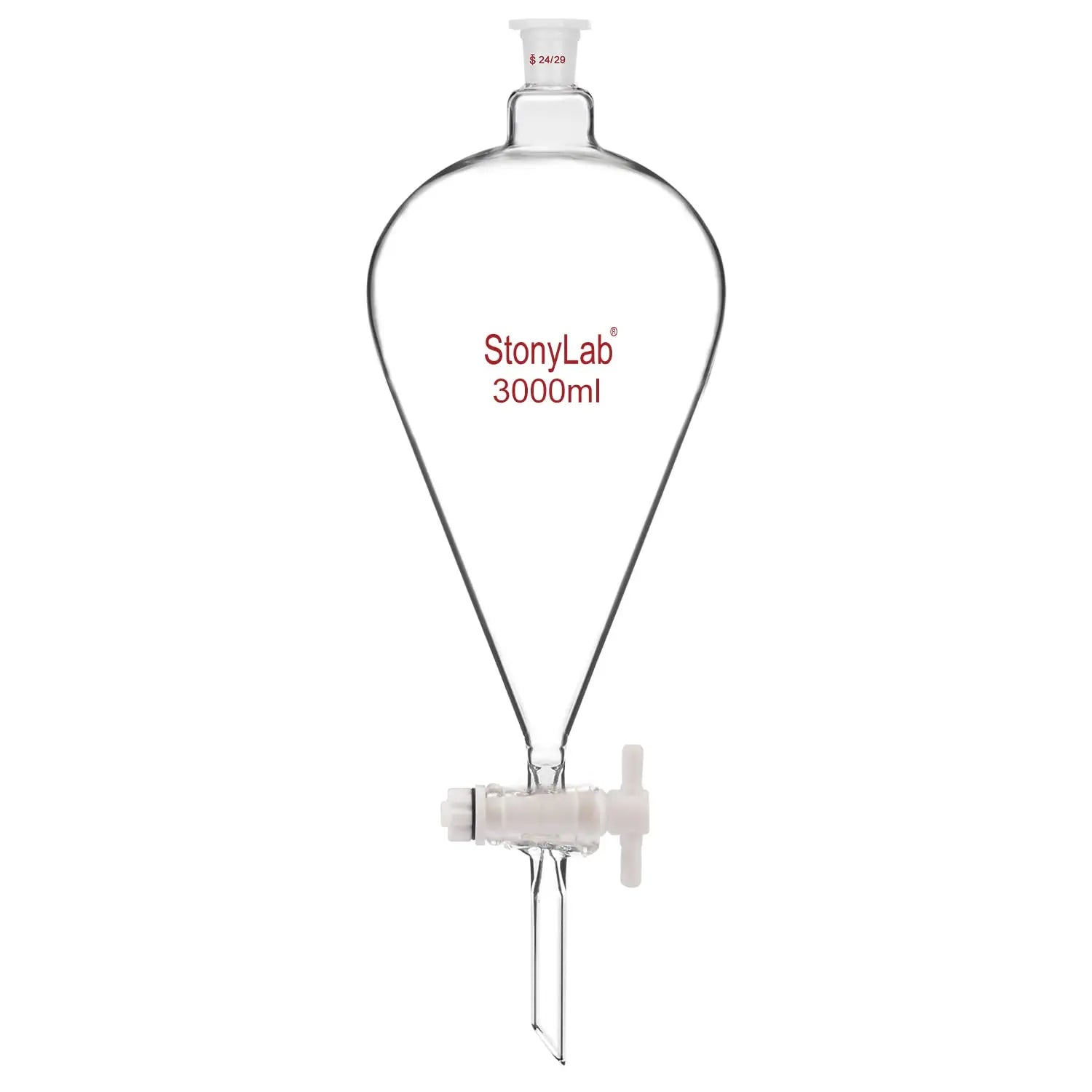 Conical Separatory Funnel with Plastic Stopper and PTFE Stopcock, 60-5000ml Funnels-Separatory 24-29-3000-ml