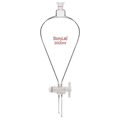 Conical Separatory Funnel with Plastic Stopper and PTFE Stopcock, 60-5000ml Funnels-Separatory 24-29-3000-ml