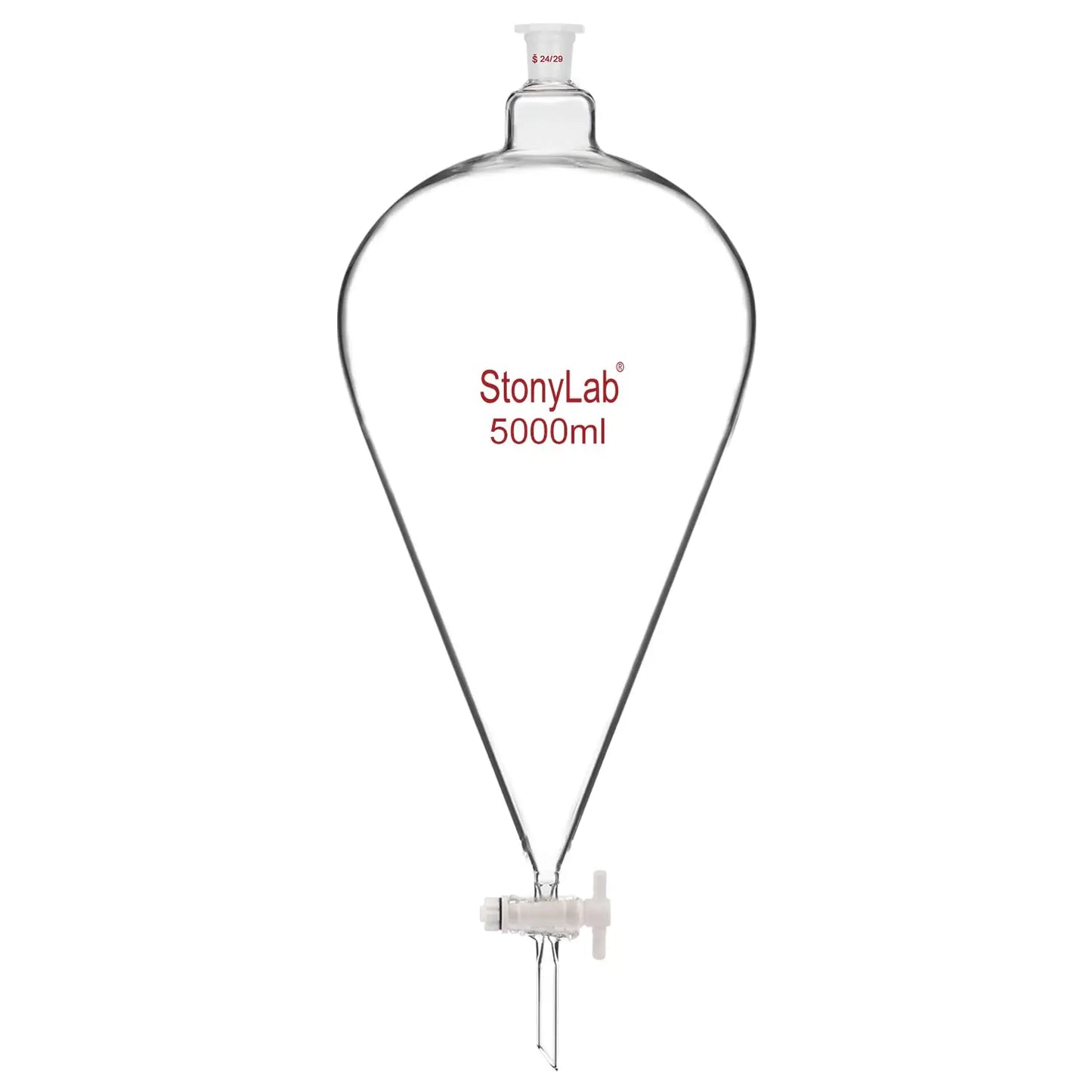 Conical Separatory Funnel with Plastic Stopper and PTFE Stopcock, 60-5000ml Funnels-Separatory 24-29-5000-ml