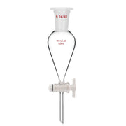 Comprehensive product view and setup components for StonyLab Conical Separatory Funnel with Plastic Stopper and PTFE Stopcock