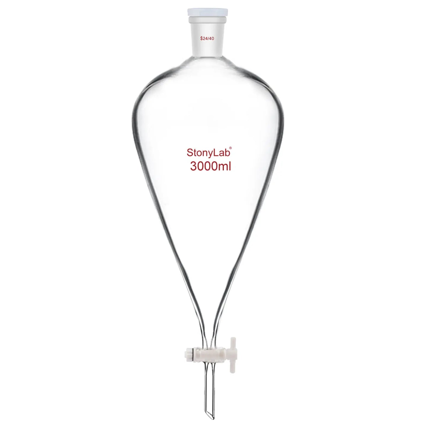 Conical Separatory Funnel with Plastic Stopper and PTFE Stopcock, 60-5000ml Funnels-Separatory 24-40-3000-ml