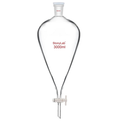 Conical Separatory Funnel with Plastic Stopper and PTFE Stopcock, 60-5000ml Funnels-Separatory 24-40-3000-ml
