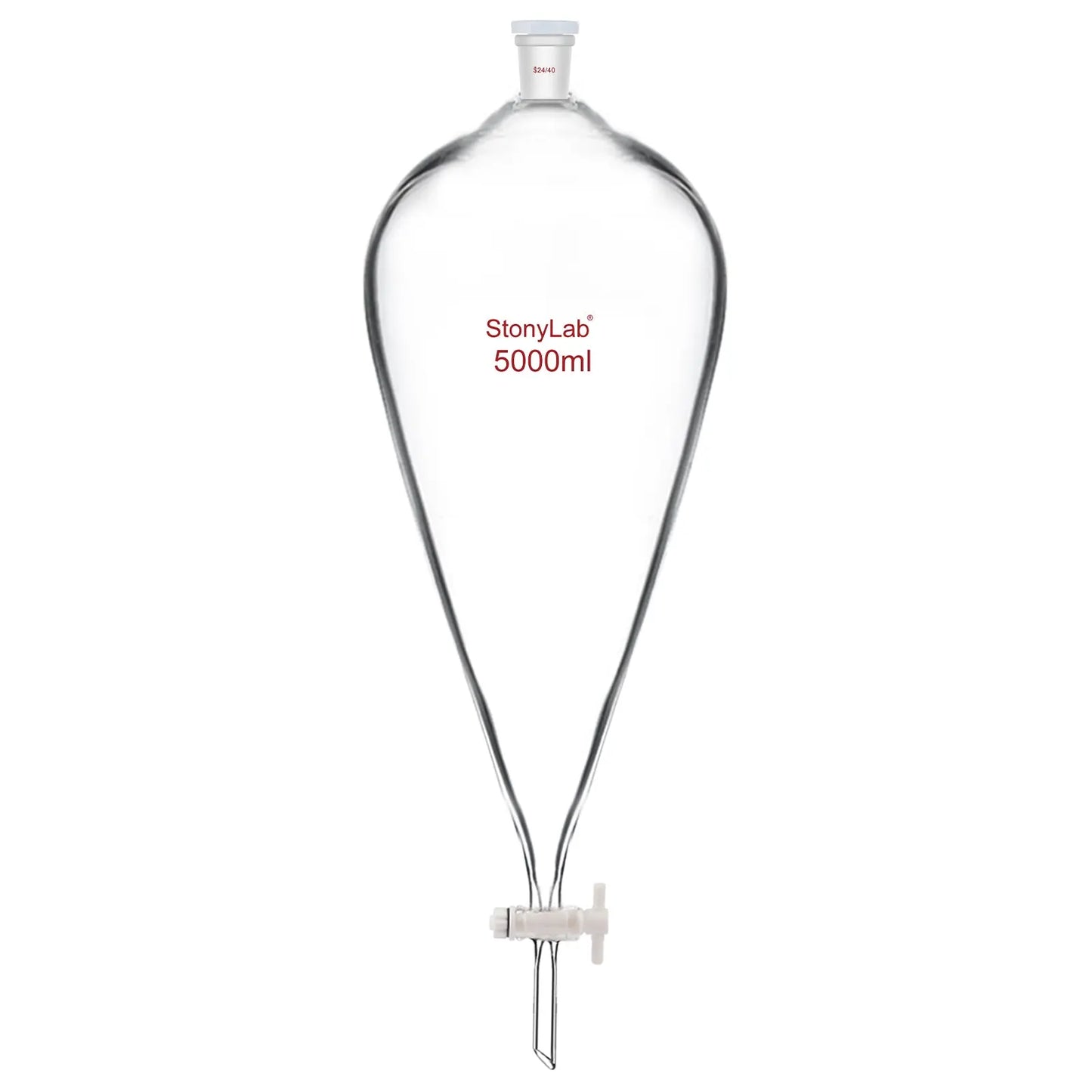 Conical Separatory Funnel with Plastic Stopper and PTFE Stopcock, 60-5000ml Funnels-Separatory 24-40-5000-ml