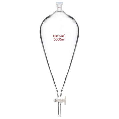 Conical Separatory Funnel with Plastic Stopper and PTFE Stopcock, 60-5000ml Funnels-Separatory 24-40-5000-ml