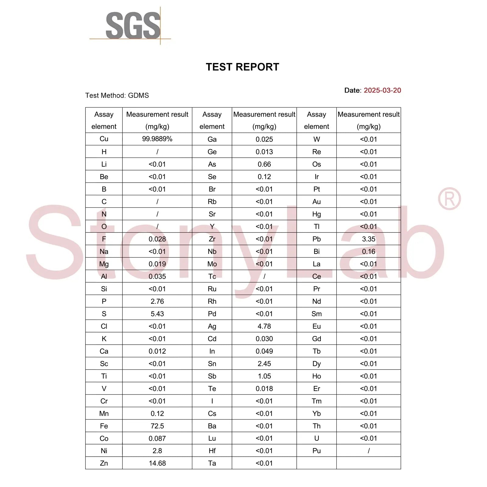 Copper Sheet Electrode, 10x15x1 mm, SGS Certified - GDMS Tested Electrode-General