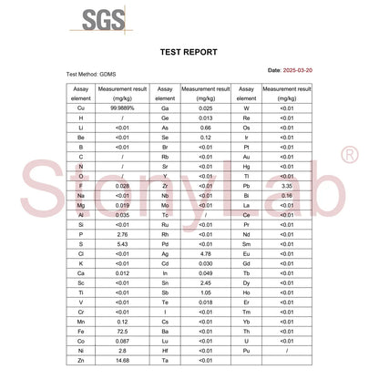 Copper Sheet Electrode, 10x15x1 mm, SGS Certified - GDMS Tested Electrode-General
