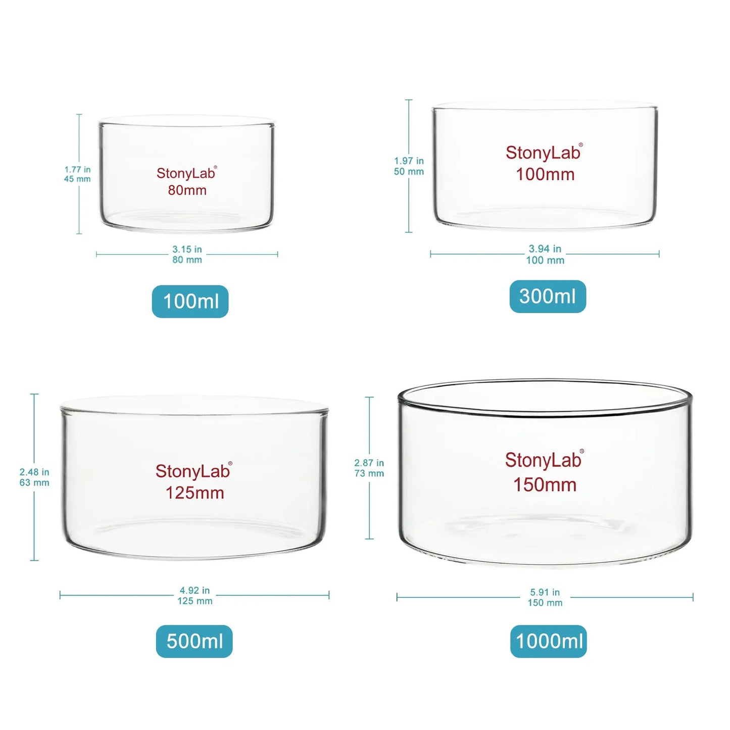 Crystallizing Dish, No Spout, 100-1000 ml Dish-Crystallizing