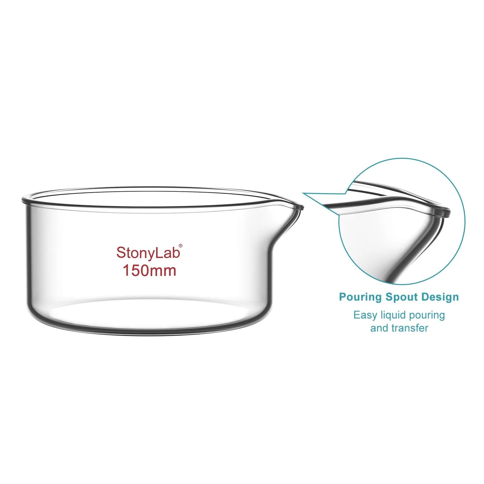 Crystallizing Dish, with Spout, 100-1000 ml Dish-Crystallizing
