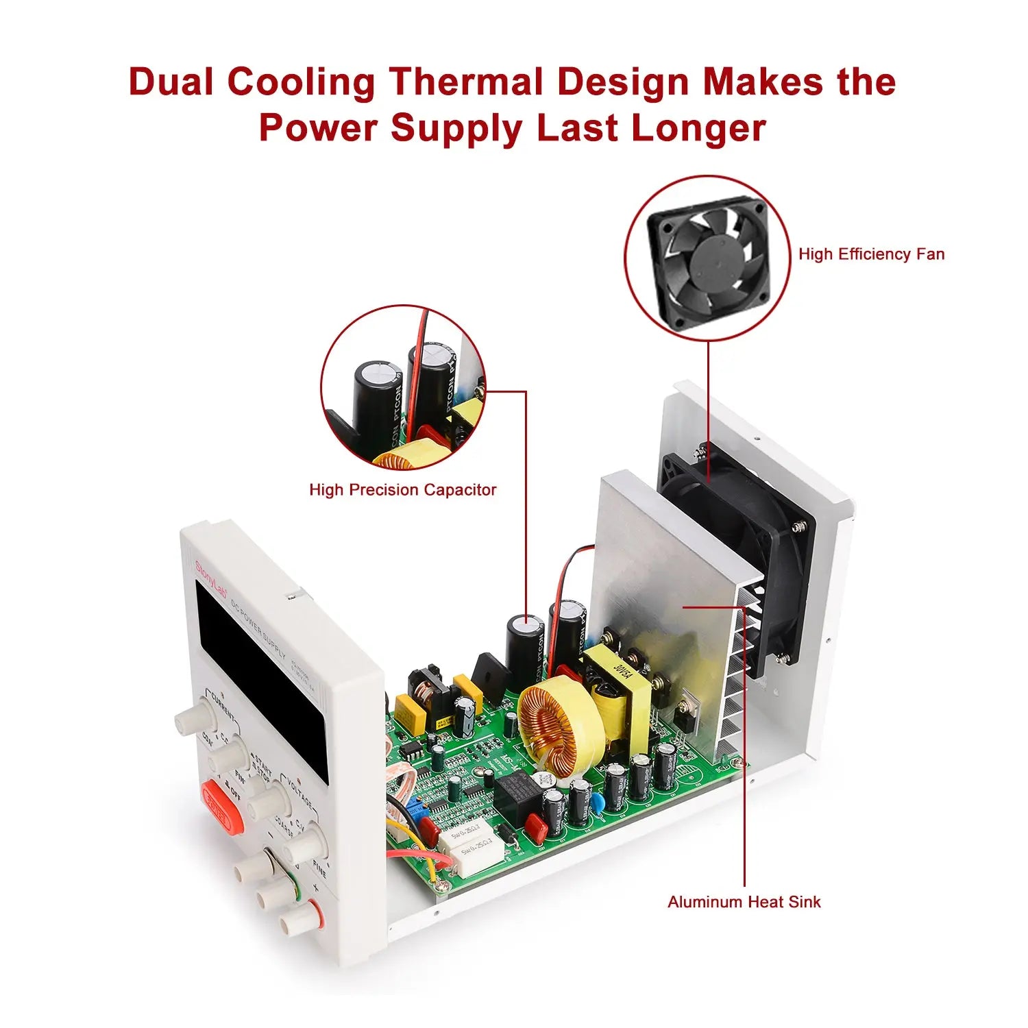 Detailed structural assembly component for StonyLab DC Power Supply