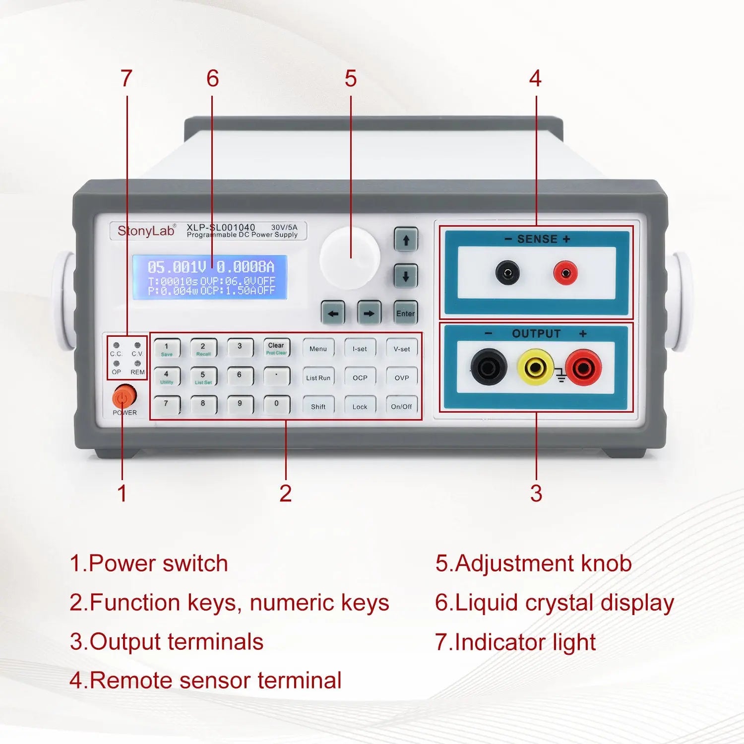 Side view and dimensional layout of the durable StonyLab DC Power Supply