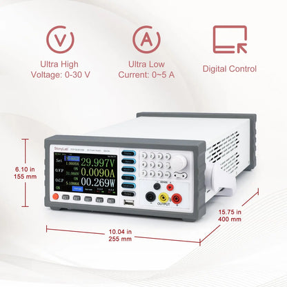 DC Power Supply, 5-Digit Display High-Precision Programmable, 30V-5A Output Electrochemistry-Accessories