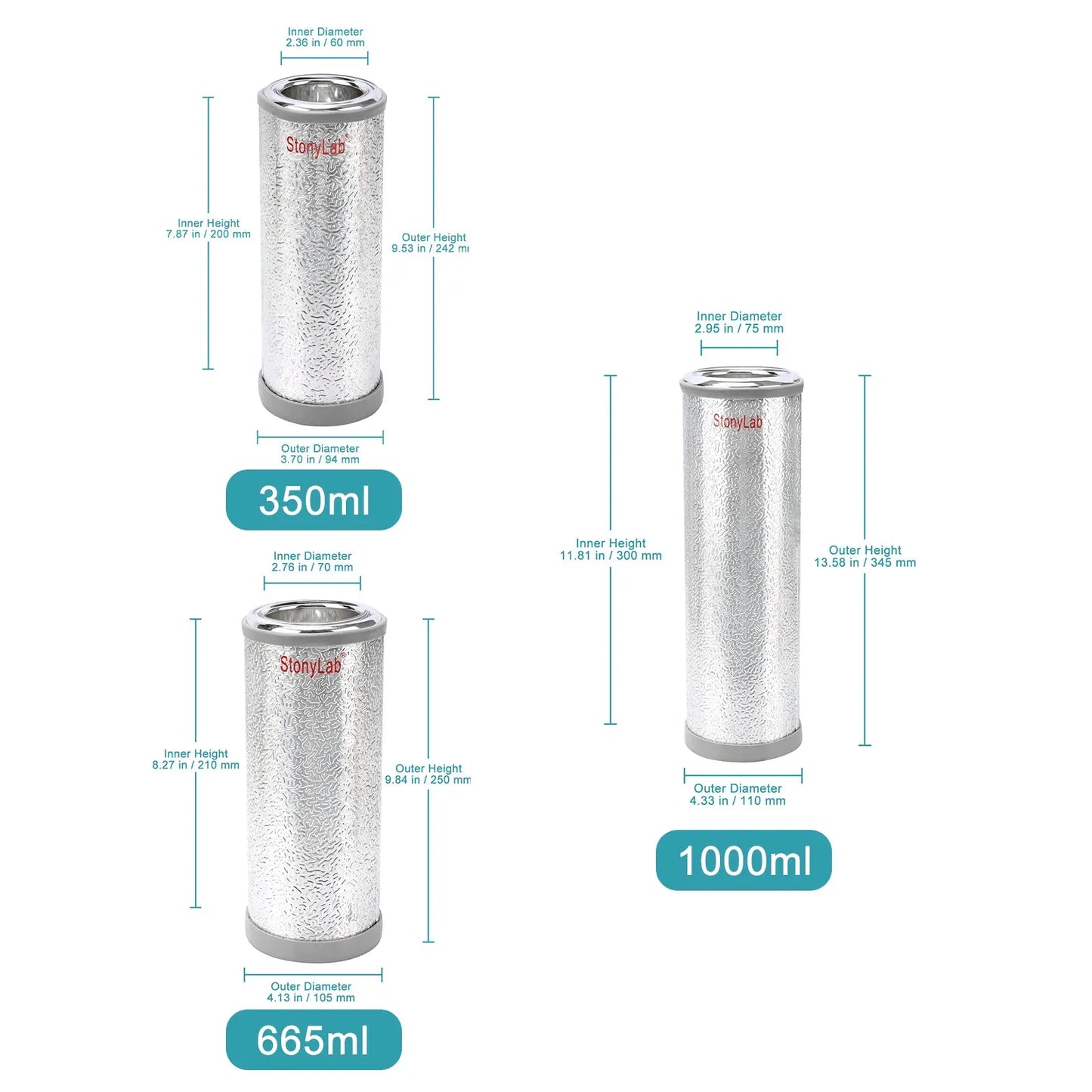 Dewar Flask, Tall Form, 350ml / 665ml / 1L Dewars