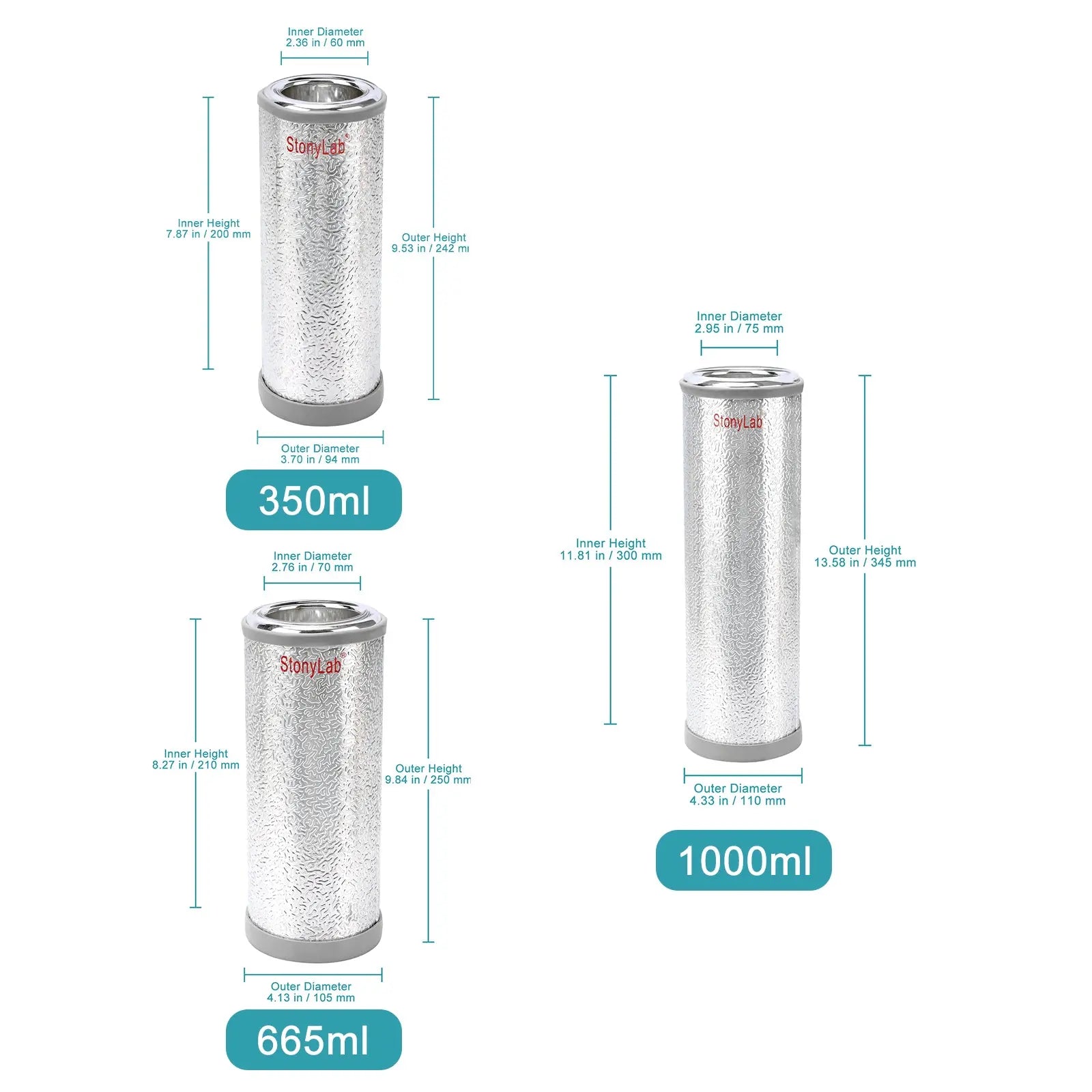 Dewar Flask, Tall Form, 350ml / 665ml / 1L Dewars