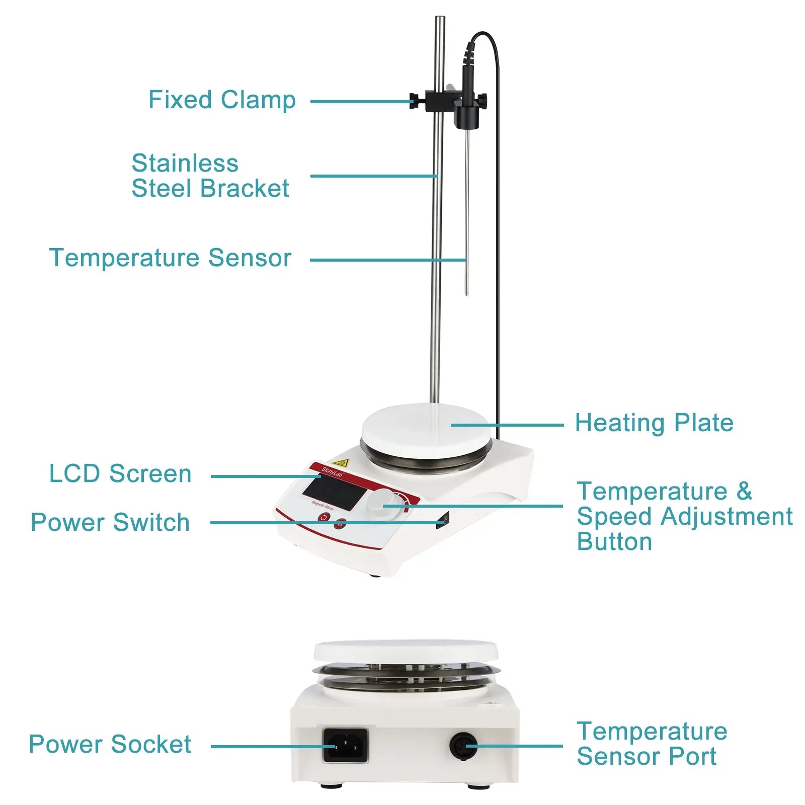 Detailed structural assembly component for StonyLab Digital Heating Magnetic Stirrer with Temperature Sensor