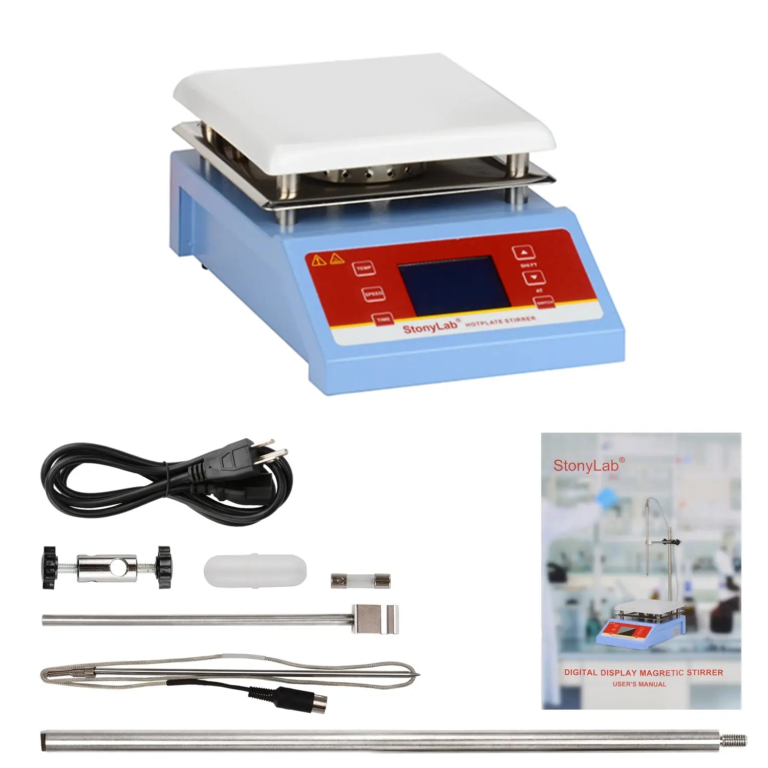Digital Hotplate Magnetic Stirrer with Temperature Sensor, 200-2000 RPM, Max 350°C Magnetic Stirrer
