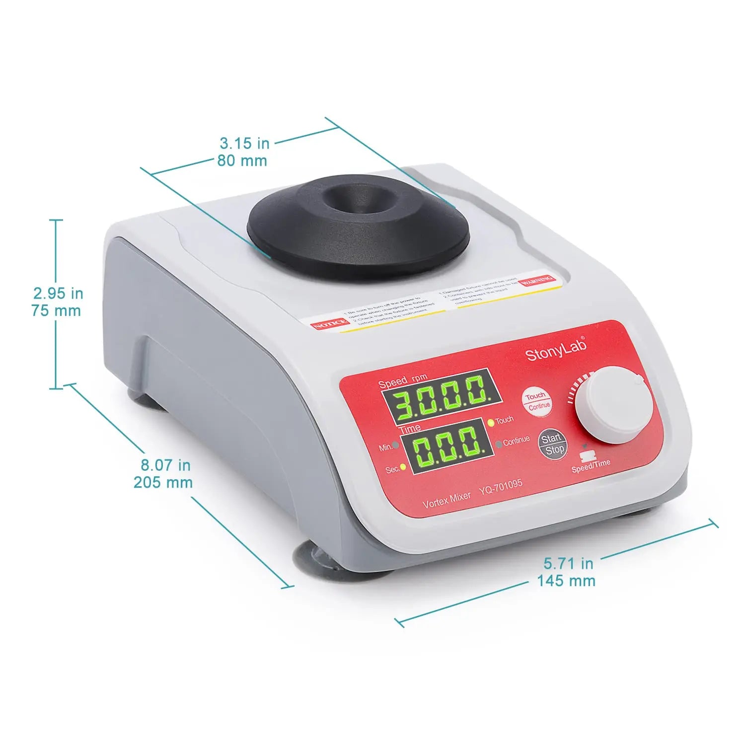 StonyLab Digital Vortex Mixer heavy duty chemical processing configuration