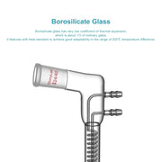 Side view and dimensional layout of the durable StonyLab Dimroth Coil Reflux Condenser