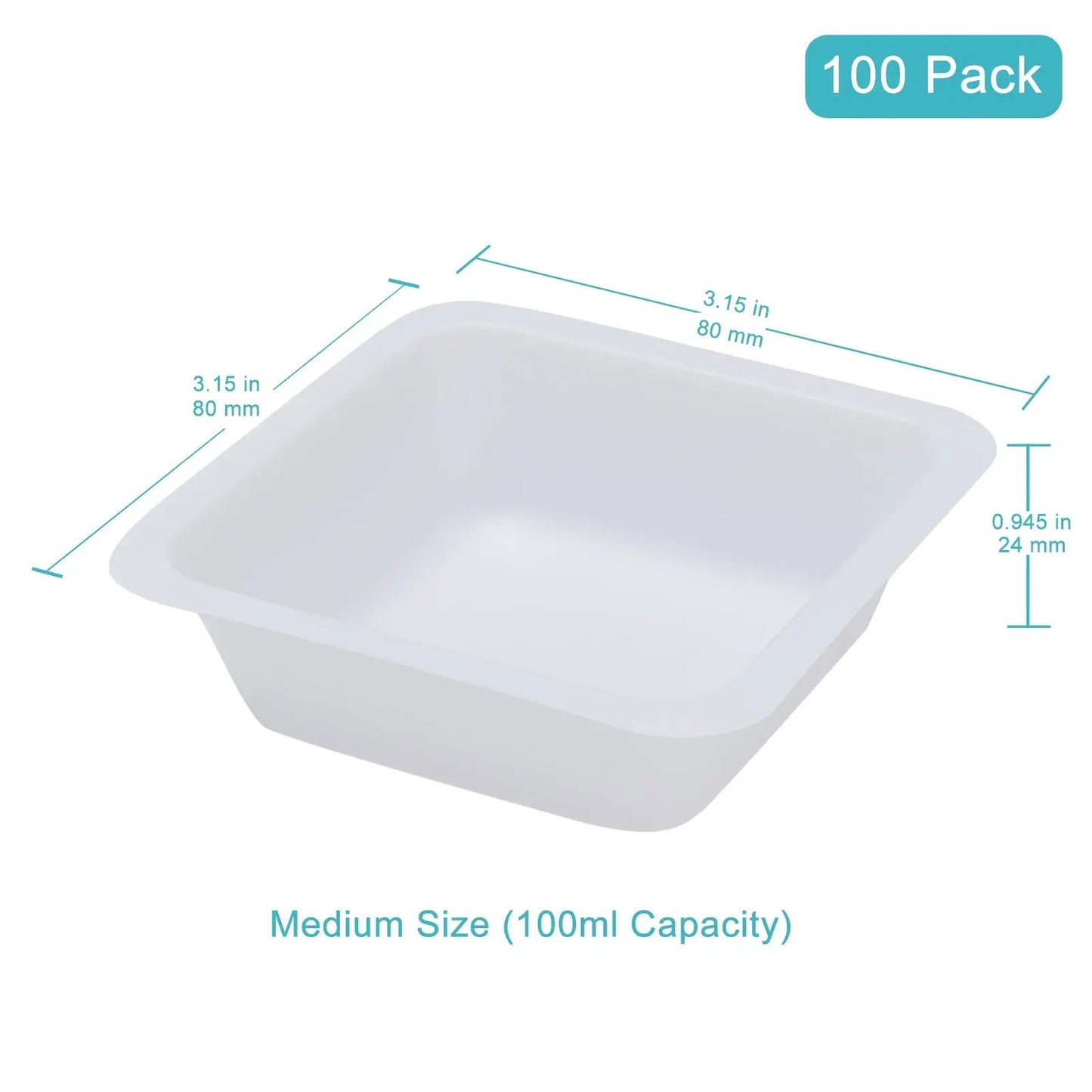 Disposable Polystyrene Weighing Dishes, 80x80x24 mm (LxWxH), Square