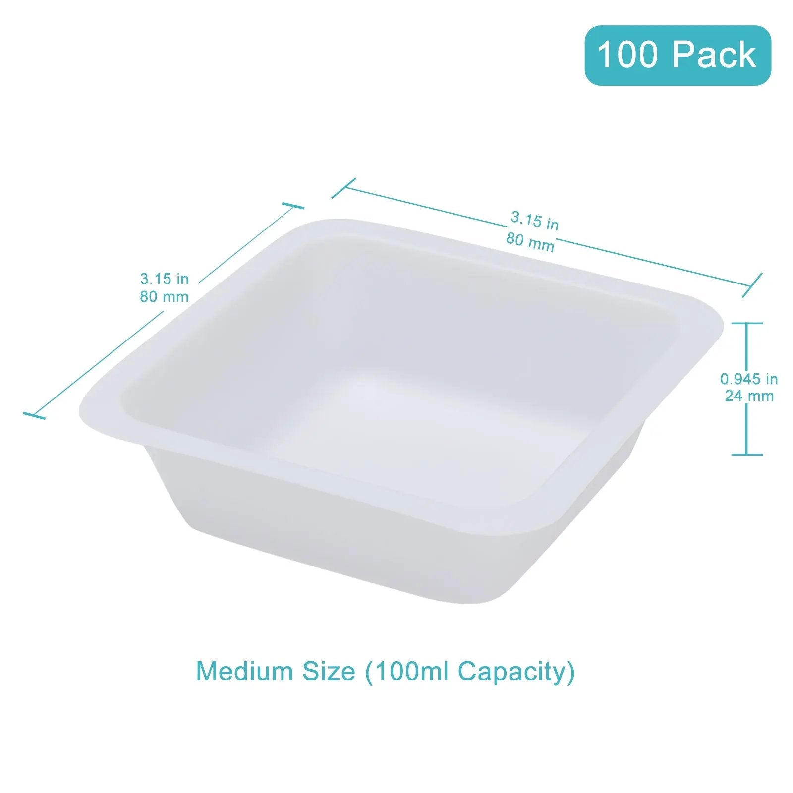 Disposable Polystyrene Weighing Dishes, 80x80x24 mm (LxWxH), Square