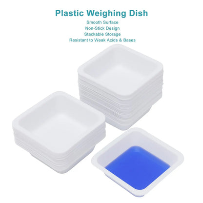 Disposable Polystyrene Weighing Dishes, 80x80x24 mm (LxWxH), Square