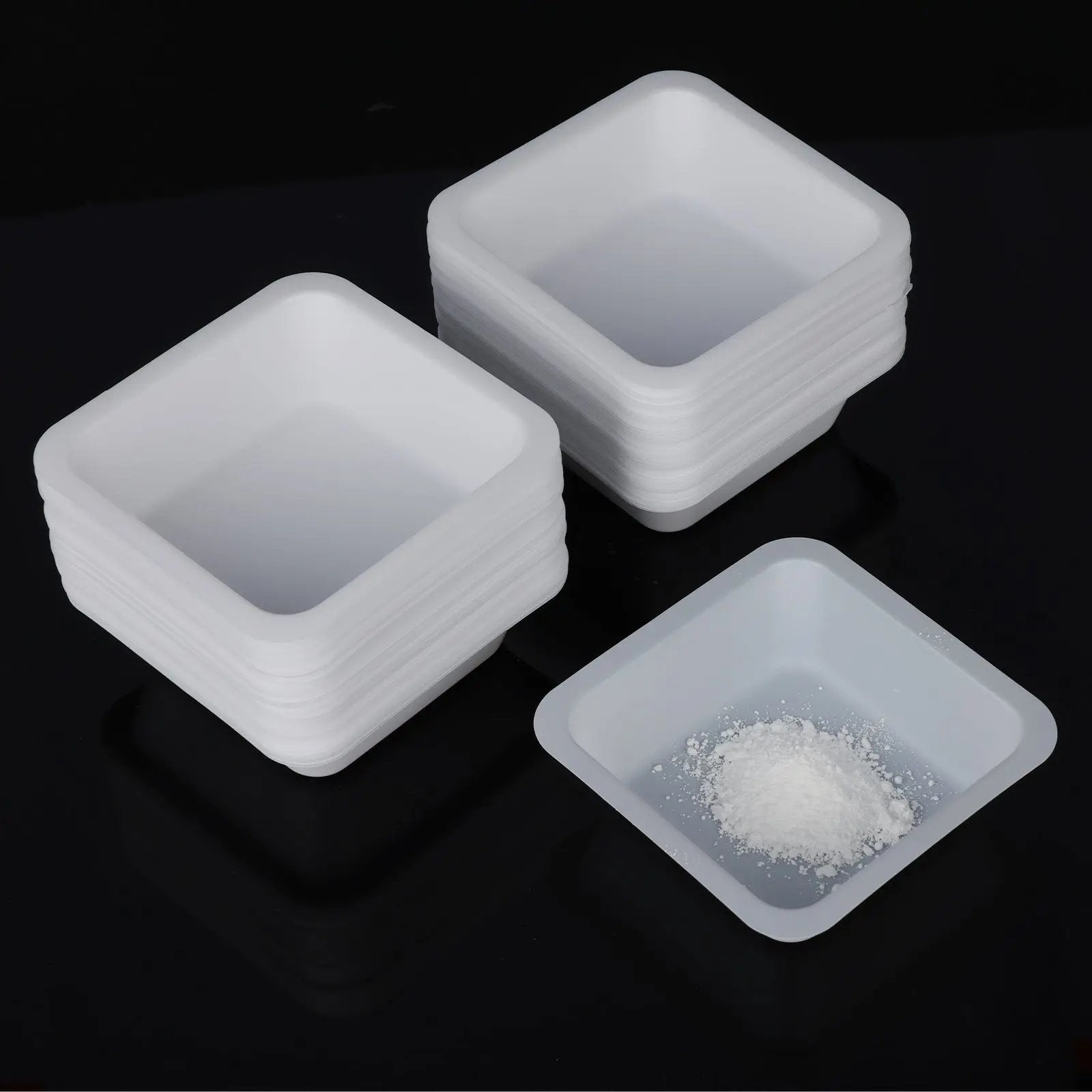 Comprehensive product view and setup components for StonyLab Disposable Polystyrene Weighing Dishes