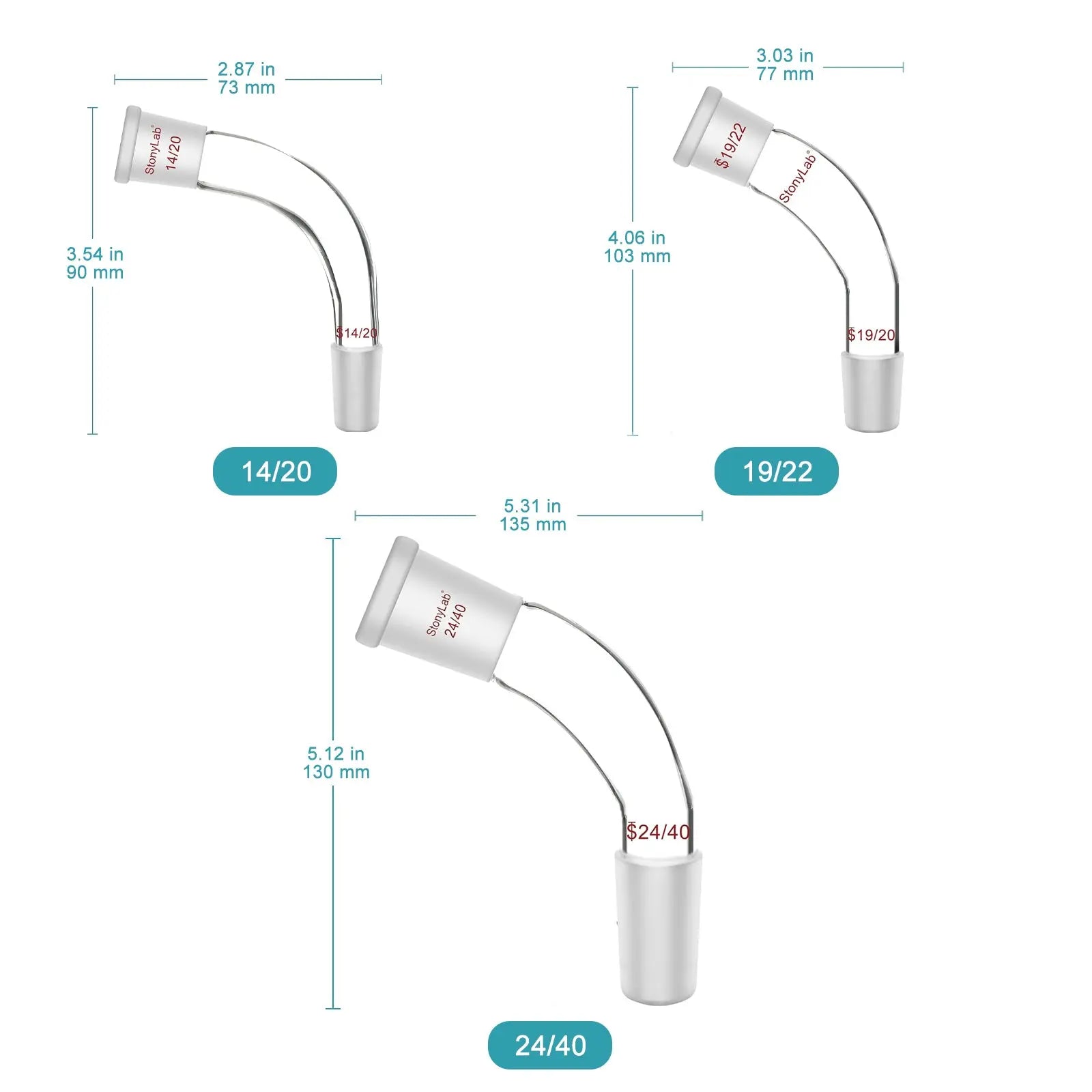 Bent Distillation Adapter Borosilicate Glass 14/20–24/40 | StonyLab