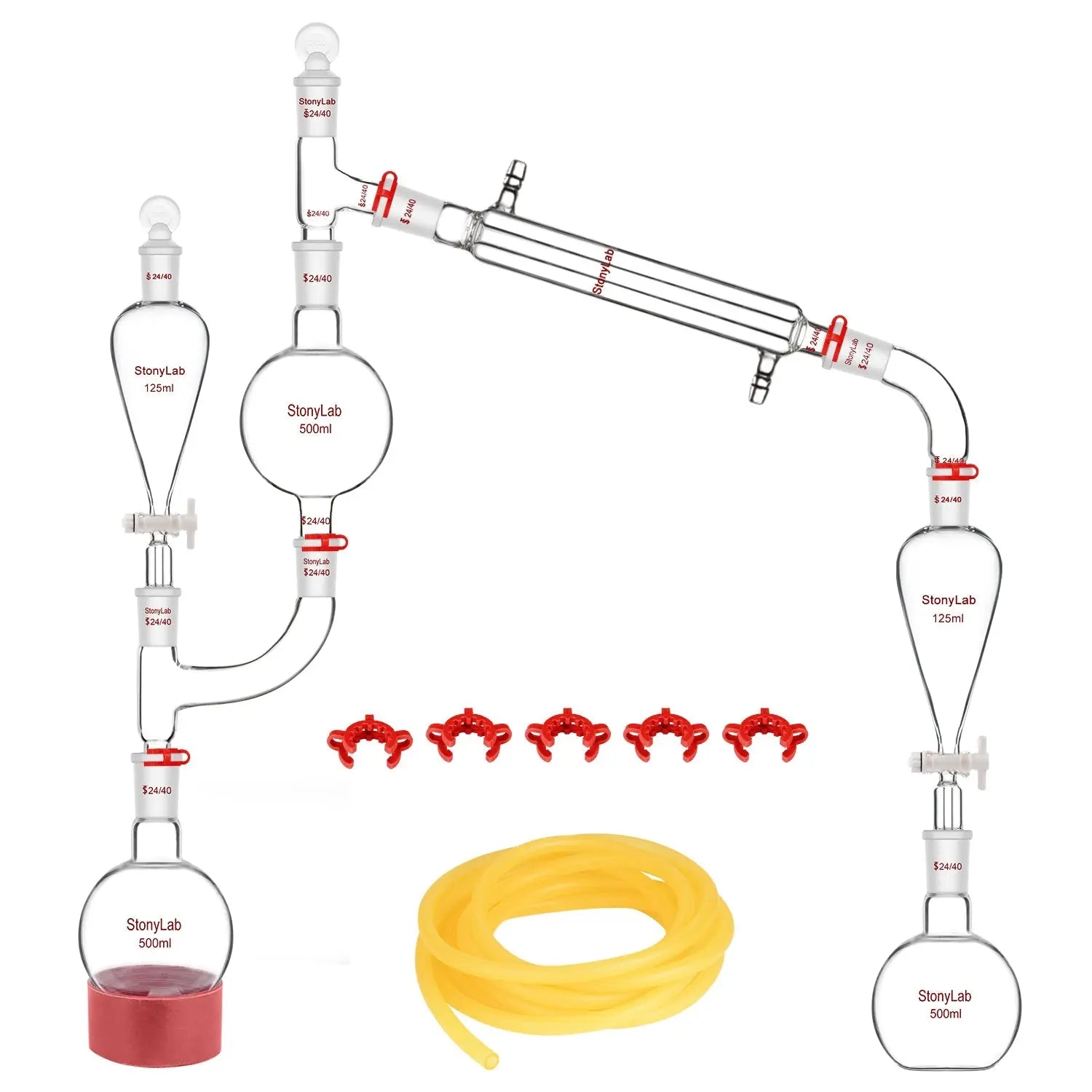 Distillation Apparatus Set, 23 Pack - StonyLab Distillation & Extraction Kits 24-40-23pcs
