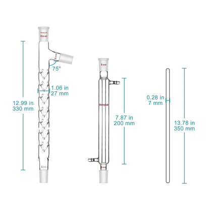 Complete borosilicate glass distillation kit for laboratory distillation, fractional distillation, separation and organic synthesis StonyLab