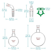 Complete borosilicate glass distillation kit for laboratory distillation, fractional distillation, separation and organic synthesis StonyLab