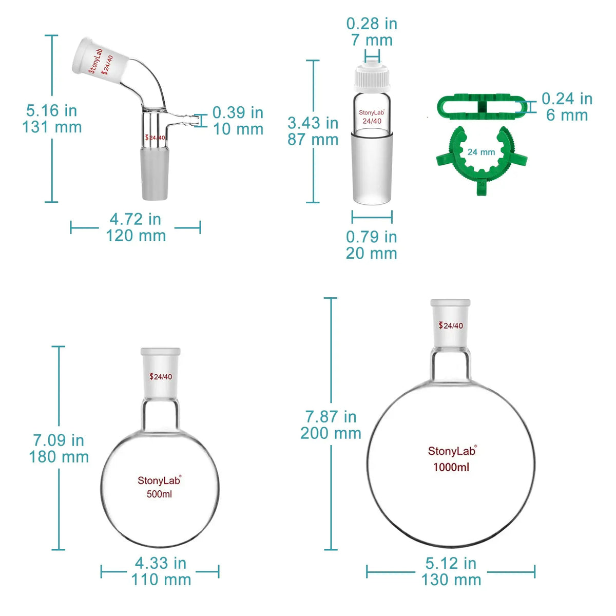 Complete borosilicate glass distillation kit for laboratory distillation, fractional distillation, separation and organic synthesis StonyLab