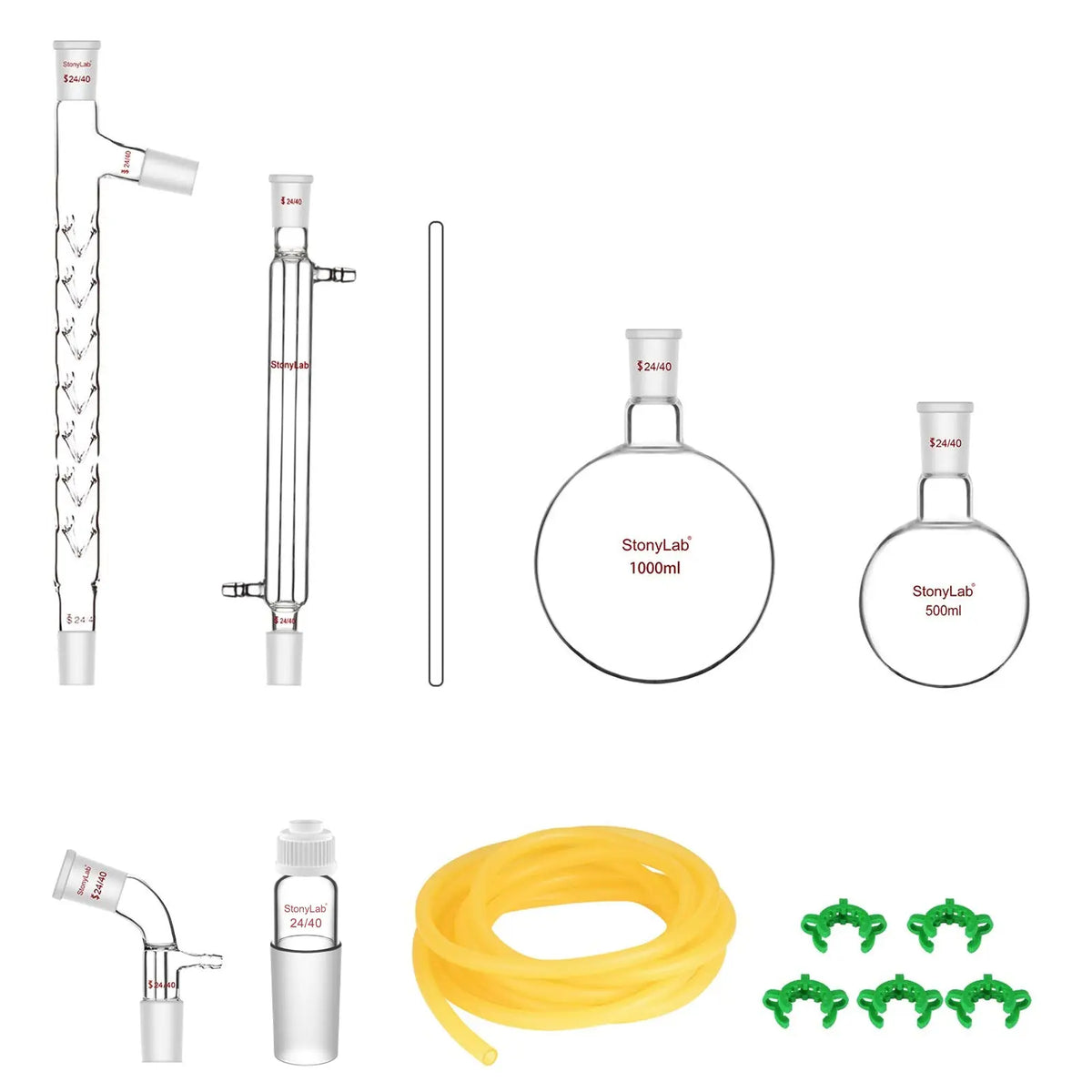 Complete borosilicate glass distillation kit for laboratory distillation, fractional distillation, separation and organic synthesis StonyLab
