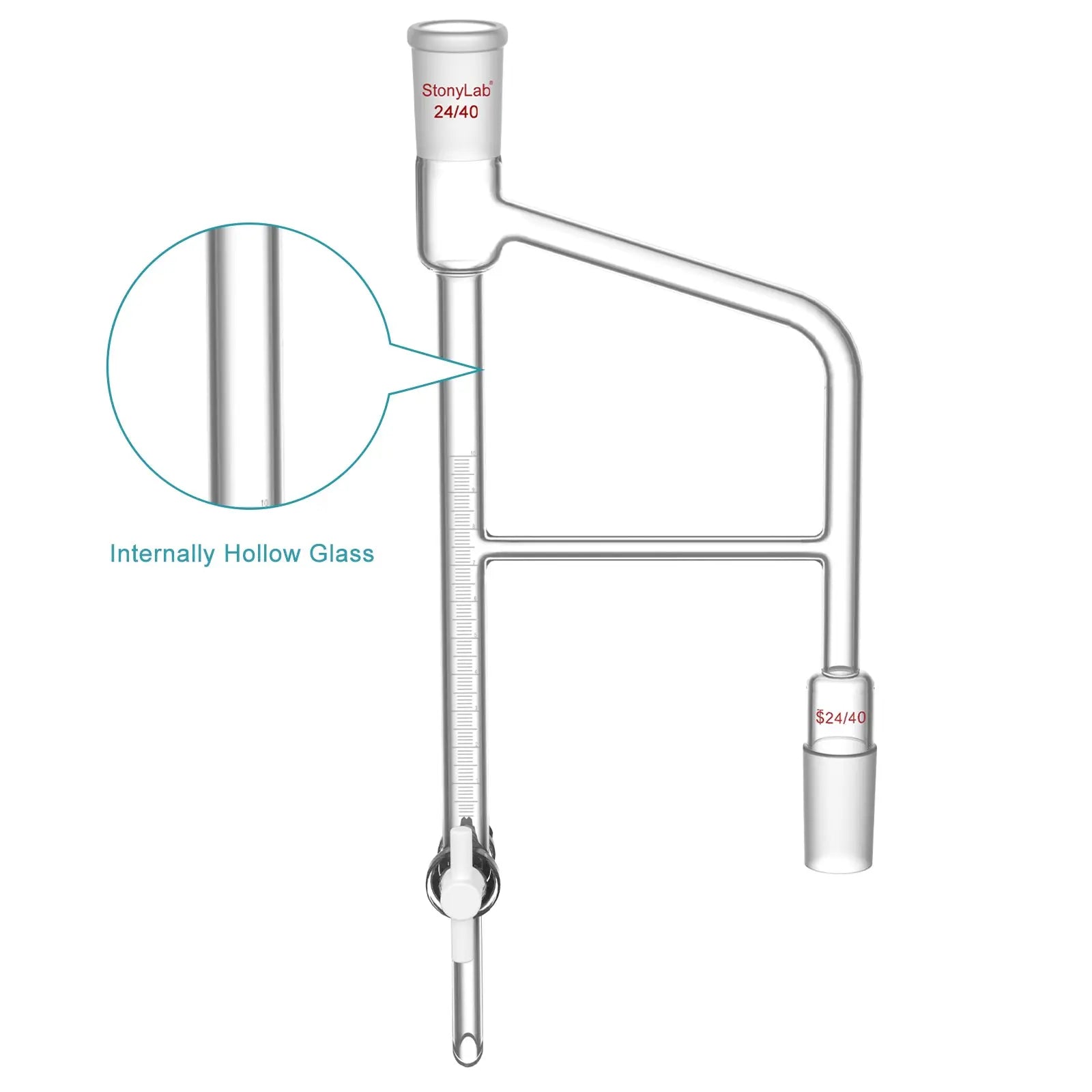 Distillation Receiver, Dean Stark, 10 ml, 24/40 Joint Adapters-Distilling