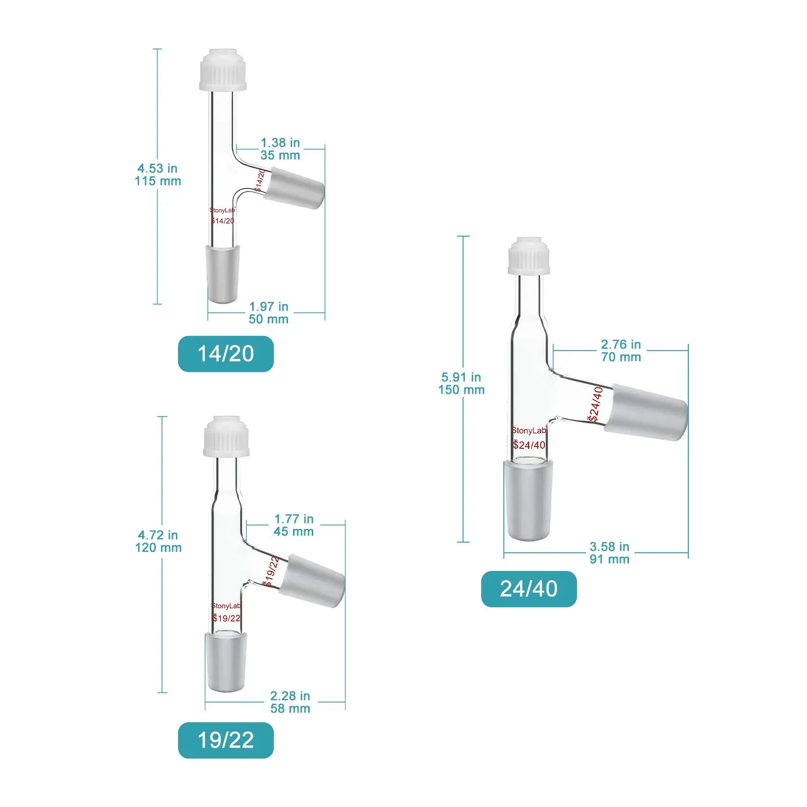 Close-up view showing the precise design and material of StonyLab Distilling Thermometer Adapter with Screw Cap