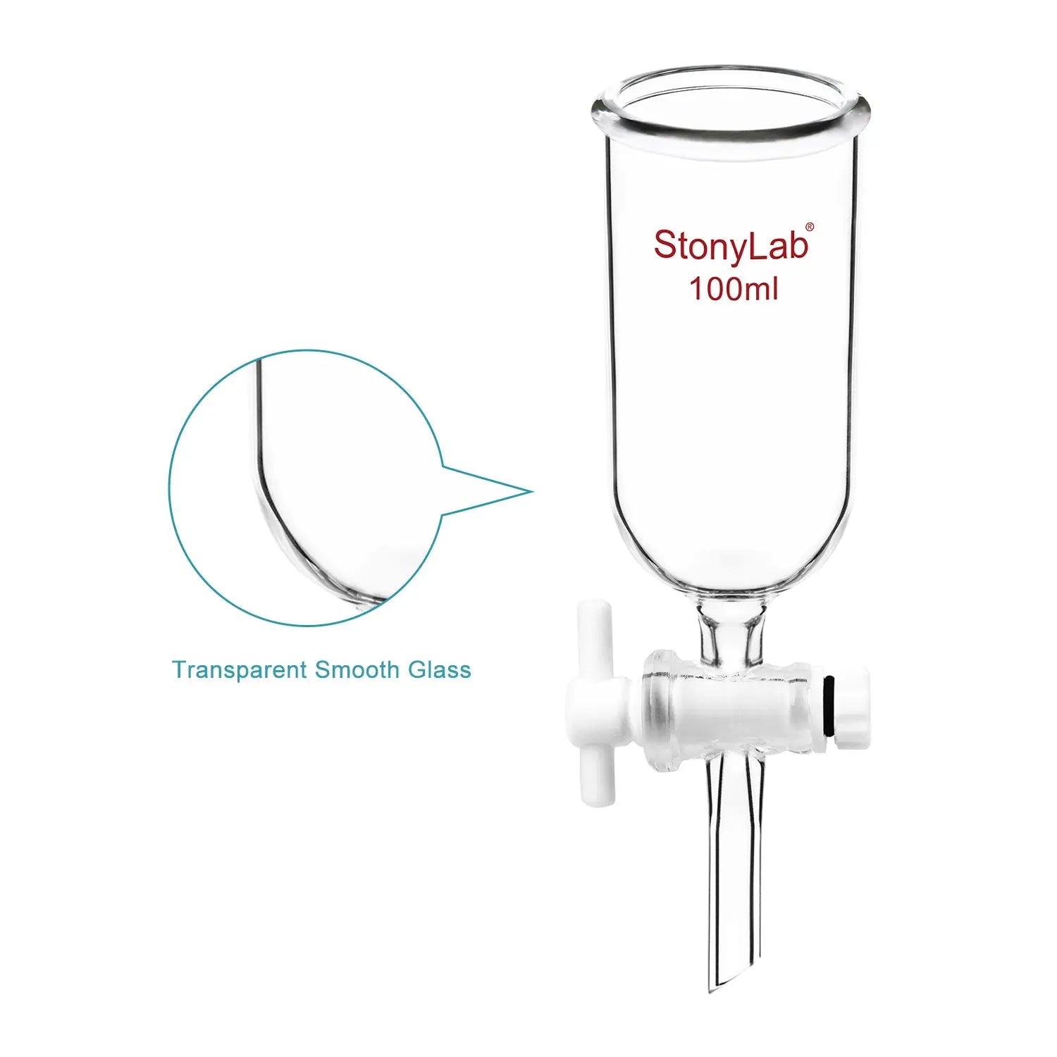 StonyLab Dropping Funnel with PTFE Stopcock heavy duty chemical processing configuration