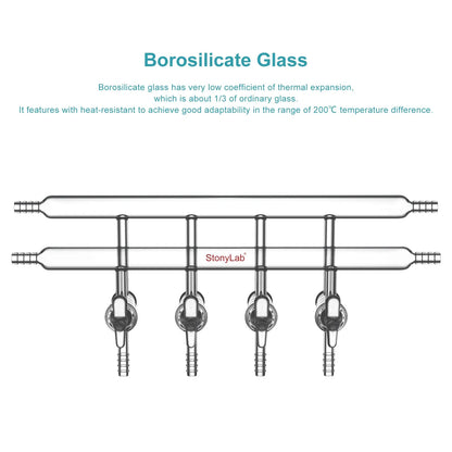 Dual-Manifold with Glass Stopcocks, 4 Ports and 2 Hose Connections Per Bank Double Vacuum Manifold