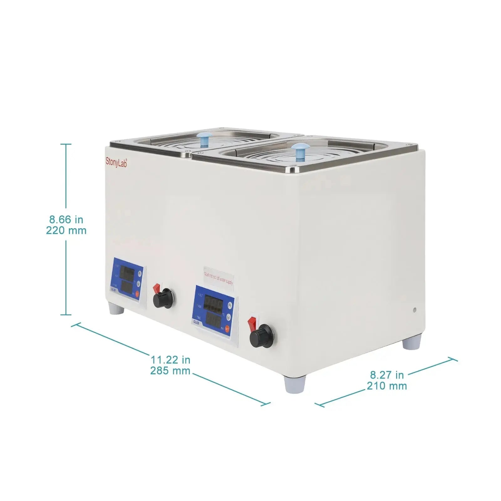Close-up view showing the precise design and material of StonyLab Dual-Position Magnetic Stirring Water Bath