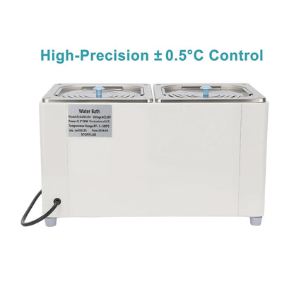 Dual-Position Magnetic Stirring Water Bath, RT +5 to 100°C, 300-2800 RPM, 2 x 160 x 160 mm Dual-Position Water Bath