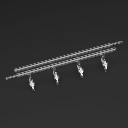 Dual vacuum manifold with 4 PTFE stopcocks and 1 hose connection per bank for laboratory vacuum distribution StonyLab