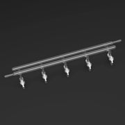 Dual vacuum manifold with 5 PTFE stopcocks and 1 hose connection per bank for laboratory vacuum distribution StonyLab
