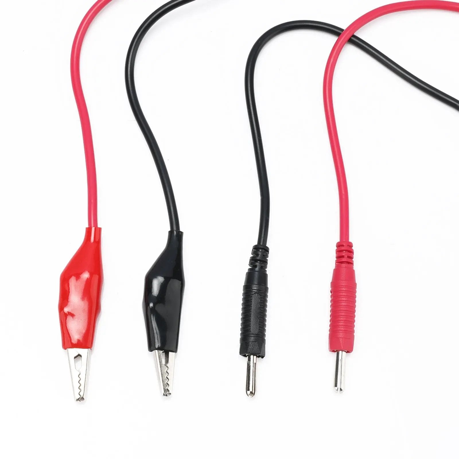 Side view and dimensional layout of the durable StonyLab Electrolytic Electronics Alligator Clip to Spade Lug Terminal Test Leads