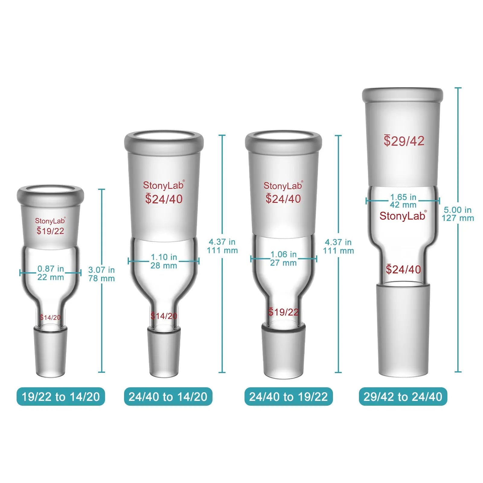 Glass Reducing Adapter 19/22–24/40 Borosilicate | StonyLab