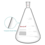 Side view and dimensional layout of the durable StonyLab Erlenmeyer Flask with 24