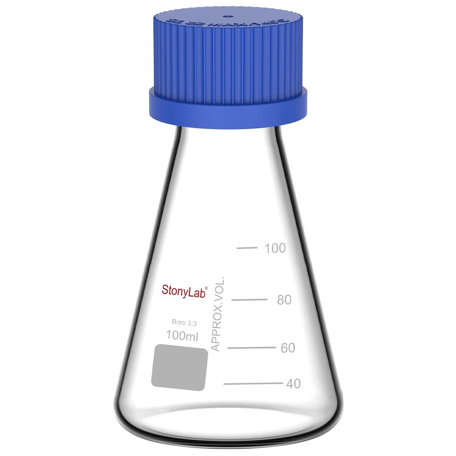 Erlenmeyer Flask with Blue Screw Cap, 100-1000 ml Flasks-Erlenmeyer
