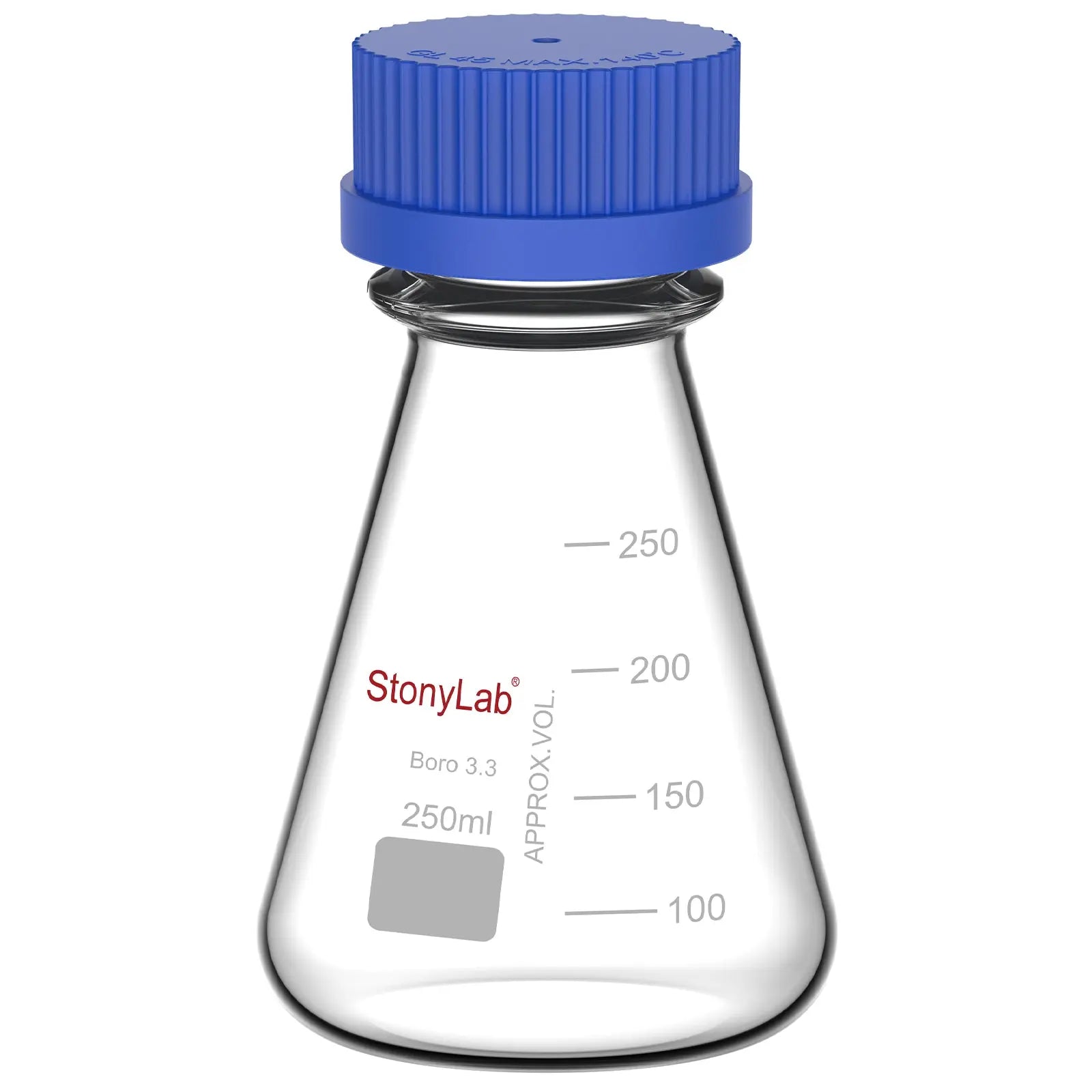 Erlenmeyer Flask with Blue Screw Cap, 100-1000 ml Flasks-Erlenmeyer