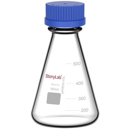 Erlenmeyer Flask with Blue Screw Cap, 100-1000 ml Flasks-Erlenmeyer