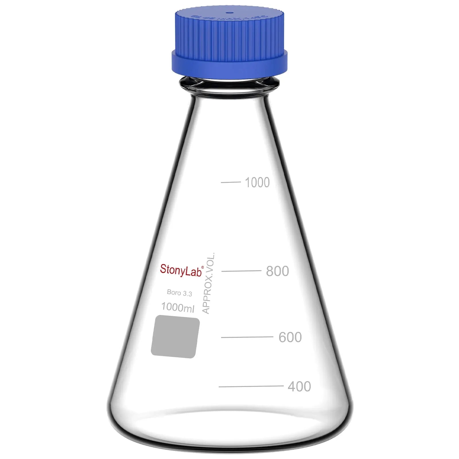 Erlenmeyer Flask with Blue Screw Cap, 100-1000 ml Flasks-Erlenmeyer