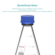 Erlenmeyer Flask with Blue Screw Cap, 100-1000 ml Flasks-Erlenmeyer