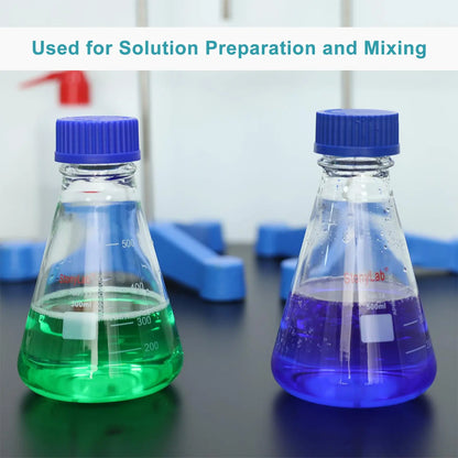 Erlenmeyer Flask with Blue Screw Cap, 100-1000 ml Flasks-Erlenmeyer