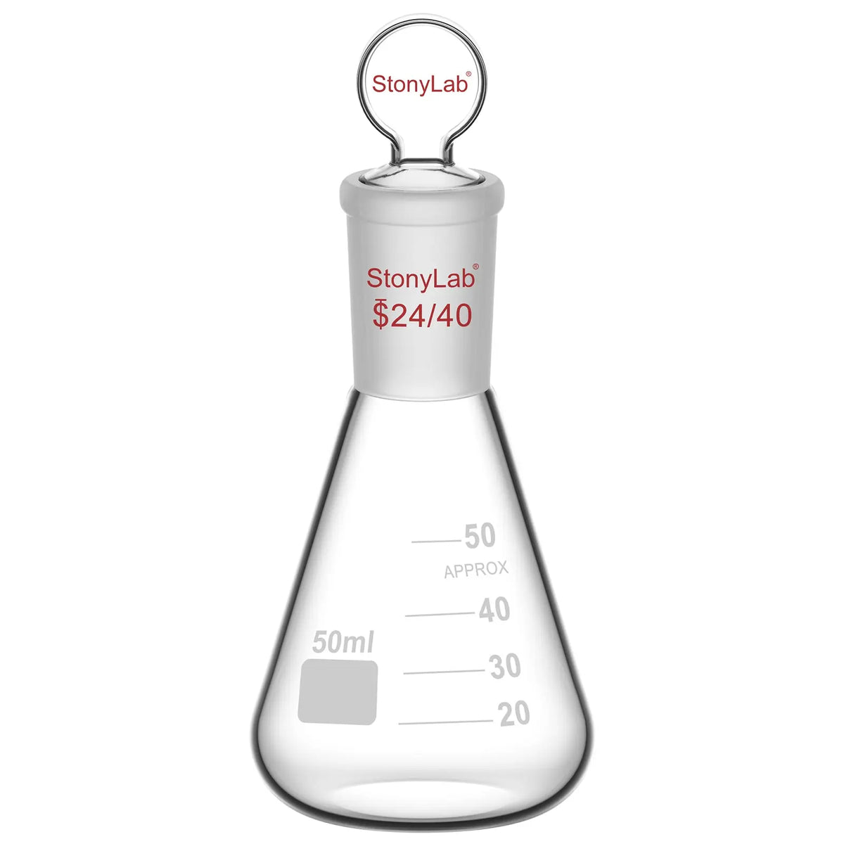 Comprehensive product view and setup components for StonyLab Erlenmeyer Flask with Glass Stopper