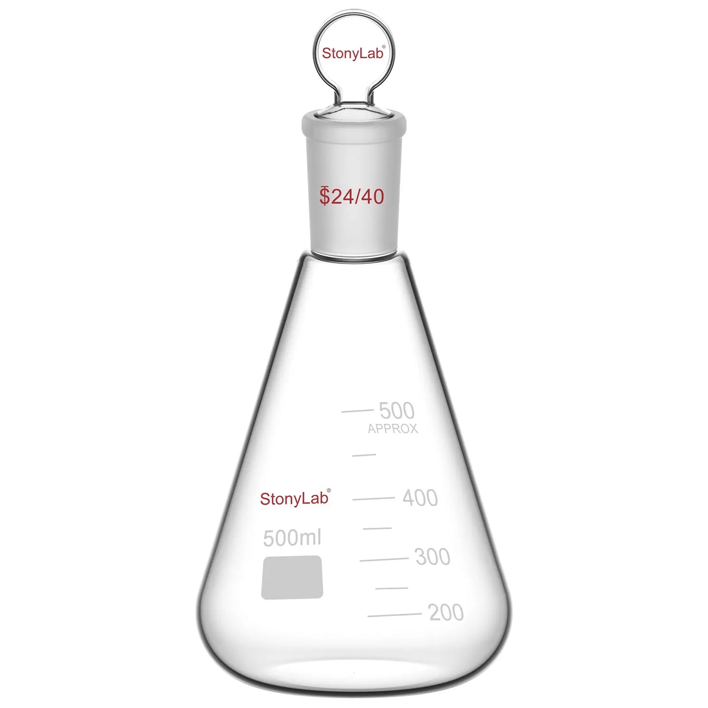 Erlenmeyer Flask with Glass Stopper, 24/40 Joint, 50-1000 ml Flasks-Erlenmeyer